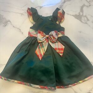 Rare Editions Emerald Dress with Plaid Detail